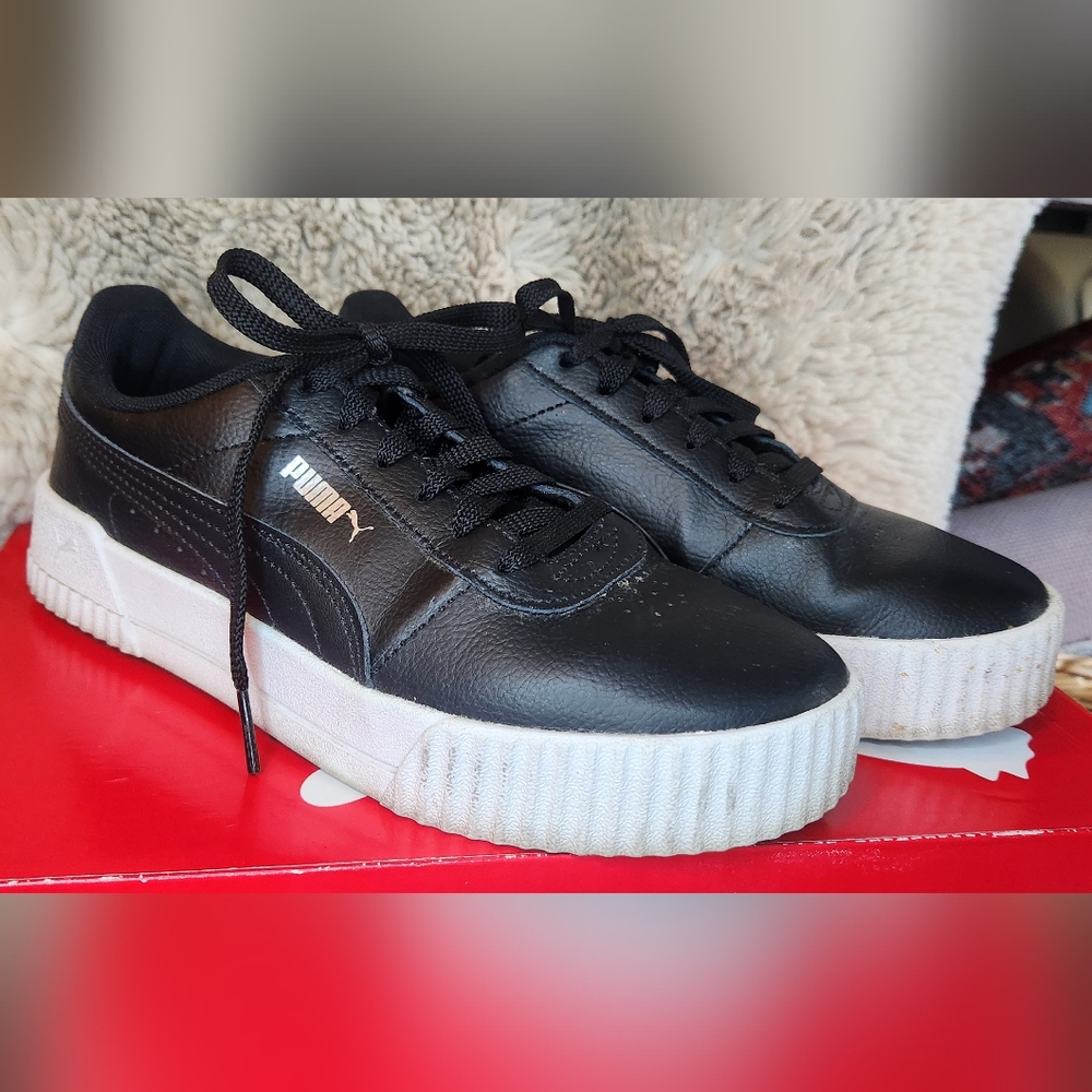 PUMA Carina Black Sneakers Size 7 Womens Ladies Shoes With Box - Picture 3 of 9
